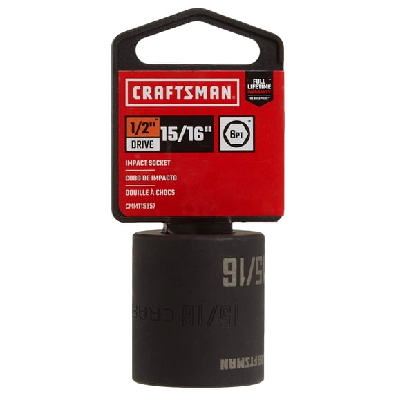 Craftsman Sockets, 1/2" Drive 15/16" SAE Impact Sh CMMT15857