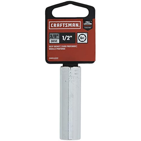 CRAFTSMAN Deep Socket, SAE, 3/8-Inch Drive, 1/2-Inch, 6-Point (CMMT43332),Full Polish
