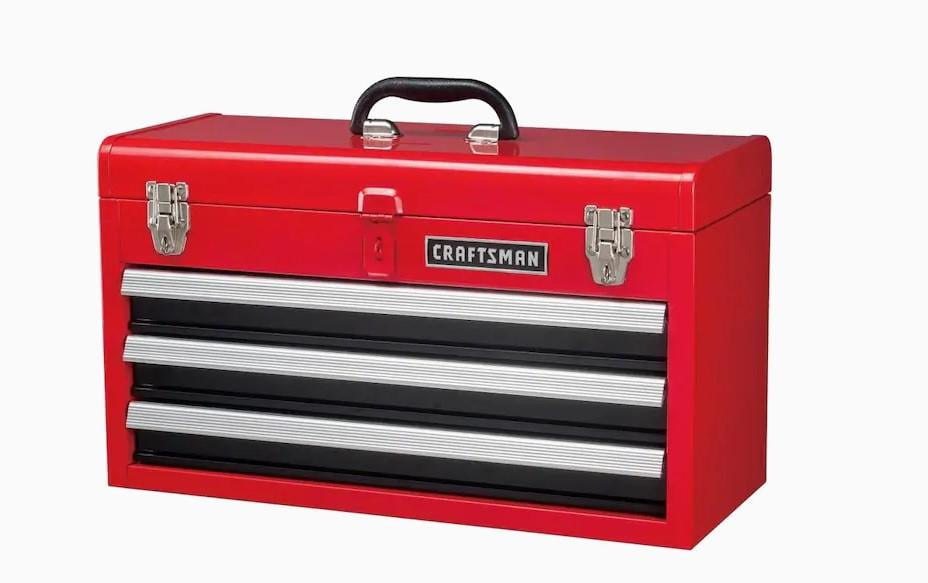 CRAFTSMAN Portable 20.5-in Ball-bearing 3-Drawer Red Steel Lockable Tool Box