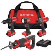Craftsman V20 Cordless 4 Tool Combo Kit With Two 2.0 Ah Batteries And Charger