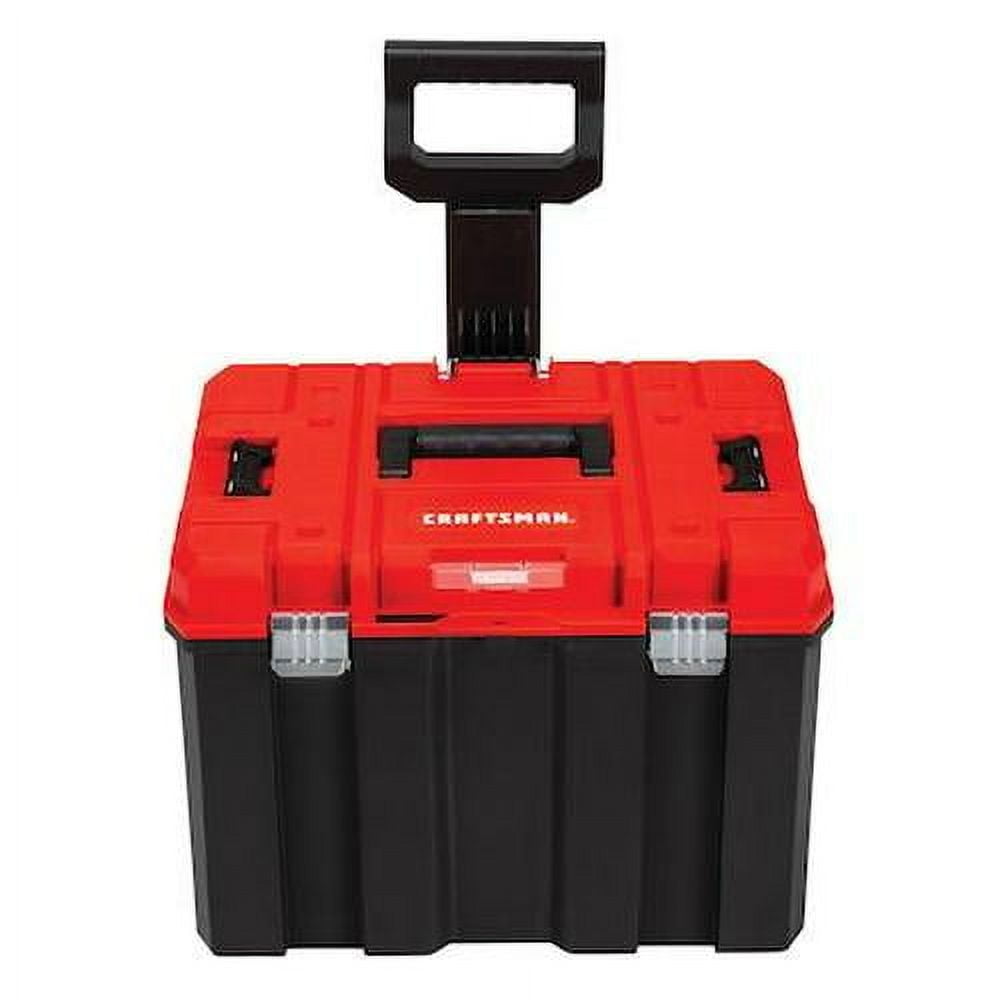 Red and Black Plastic Lockable Tool Box with Steel Latches