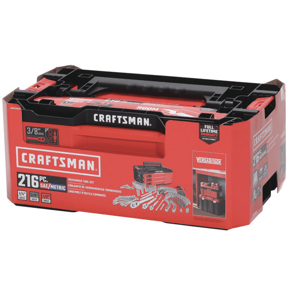 Craftsman VersaStack 1/4, 3/8 and 1/2 in. drive Metric and SAE 6 Point Mechanic's Tool Set 216 - Case Of: 1;