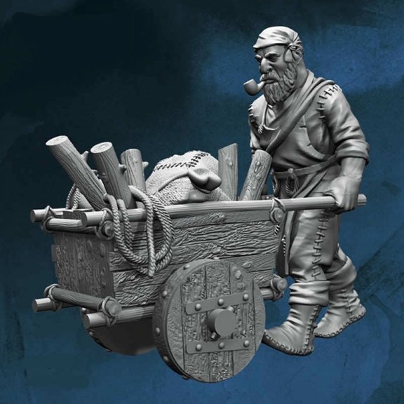 Craftsman With Woodcart Figure Kit 28mm Heroic Scale Miniature Unpainted First Legion