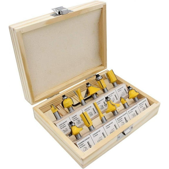 Craftsman's Delight, High-Quality 12-Piece Router Bit Set, Universal 8mm Shank for Seamless Compatibility, Easy Storage Solution, and Heavy-Duty Powder Coating for Enhanced