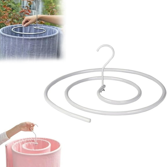 Craftsmanship Spirit Spiral Drying Rack for Bed Blankets Heavy Duty Stainless Steel Laundry Hanger Rotatable Hook for Space Saving Towel Clothing Drying, White