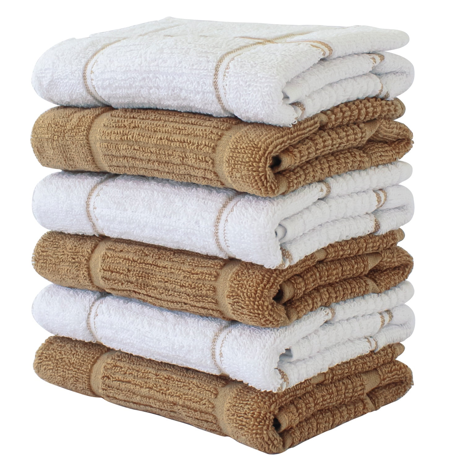 Craftsworth 100% Cotton Kitchen Towel, 15x26-Pack of 6, Window pane Tan ...