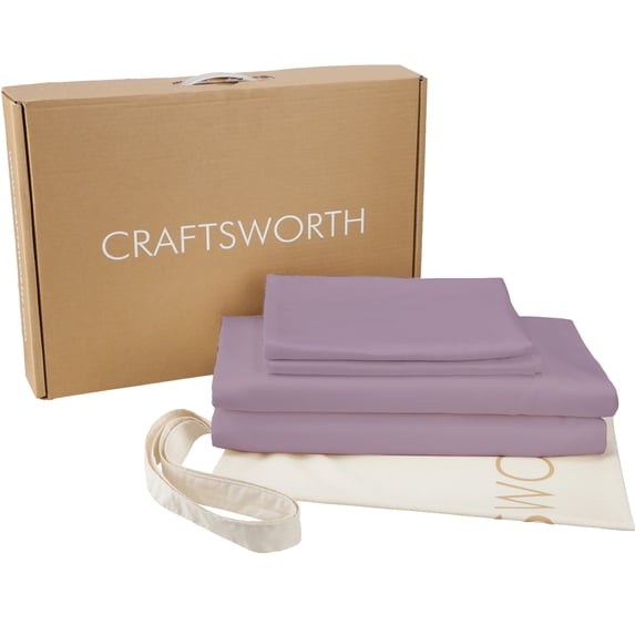 Craftsworth 100% Egyptian Cotton 3 Piece Set, Twin XL - Lilac