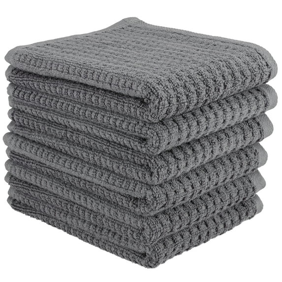 Craftsworth 100% Ring Spun Cotton Kitchen Towel,15x26-Pack of 6, Grey Solid