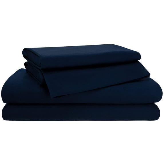 Craftsworth 300 TC Cotton Cool Max Sheets, 4 Piece Sheet Set, King - Navy Blue