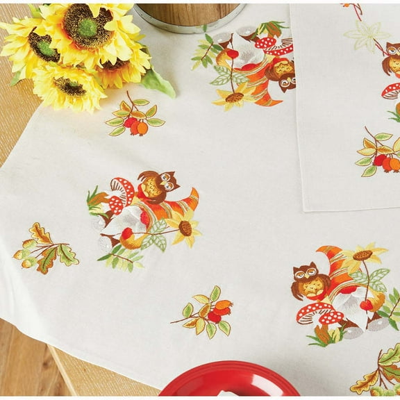 Craftways Gnome Harvest Table Topper Stamped Embroidery Kit