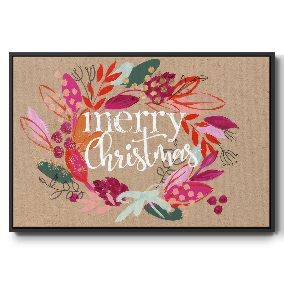 Crafty Christmas Collection A - Framed Gallery Wrapped Holiday Canvas - 25 x 37 - Black Frame