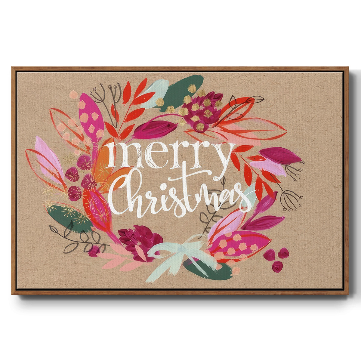 Crafty Christmas Collection A - Framed Gallery Wrapped Holiday Canvas - 25 x 37 - Rosewood Frame