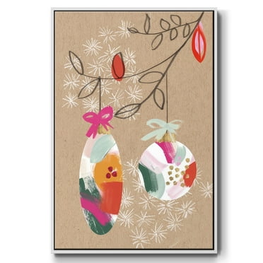 Crafty Christmas Collection B - Framed Gallery Wrapped Holiday Canvas - 17 x 25 - White Frame