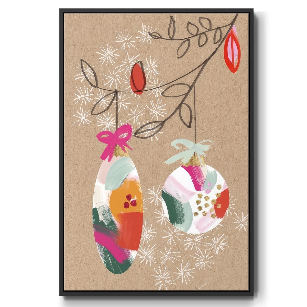 Crafty Christmas Collection B - Framed Gallery Wrapped Holiday Canvas - 25 x 37 - Black Frame