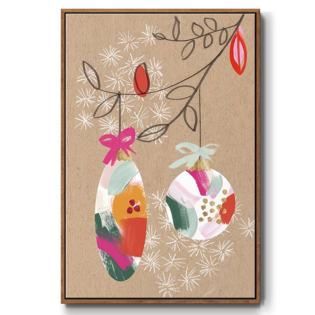Crafty Christmas Collection B - Framed Gallery Wrapped Holiday Canvas - 27 x 41 - Rosewood Frame