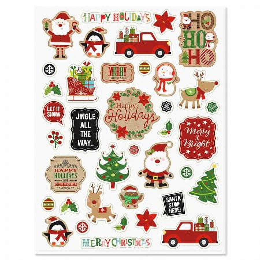 Crafty Christmas Stickers - 2 Sheets, 40 Stickers, Envelope Seals, Kids Parties, Holiday