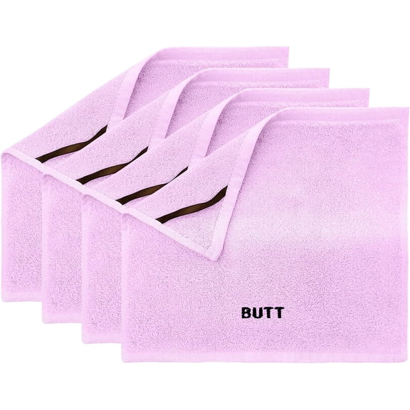 Crafty Cloth | 100% Bamboo Butt Cloths | Pack 4 | Rear-End Washcloth Set | (Purple, Embroidered)