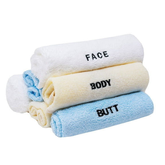 Crafty Cloth INC 6-Piece Towel Set for Face, Body, and Butt | Gentle Cleansing and Exfoliation (White,Beige,Blue)