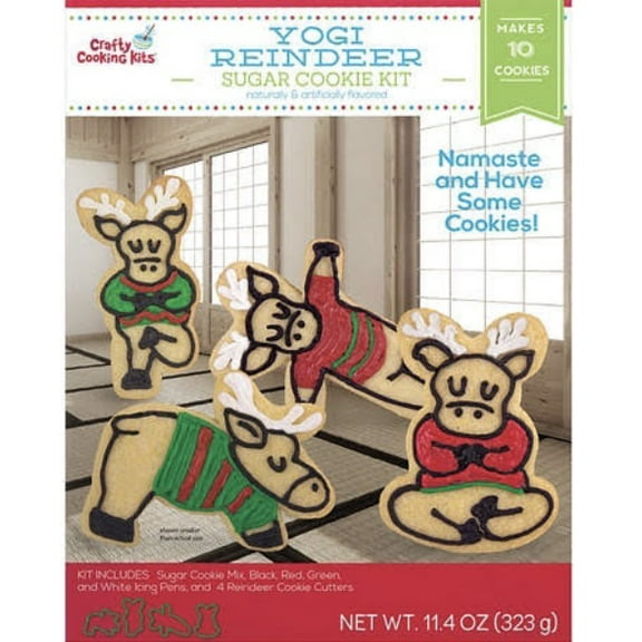 Crafty Cooking Kits Yogi Reindeer Sugar Cookie Kit, Makes 10 Cookies, 4 Reindeer Cookie Cutters, 11.4 Oz