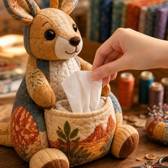 Crafty Critters DIY Tissue Box Kit - Handmade Patchwork Fabric Animal Tissue Holder, Cute Ocean & Wildlife Design, Creative Sewing Craft Kit for Adults & Kids, Unique Home Decor Gift(A)