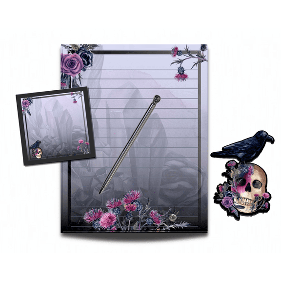 Crafty Mandy Mystical Skulls & Thistles Notes & Things 4-Piece Stationery Gift Set