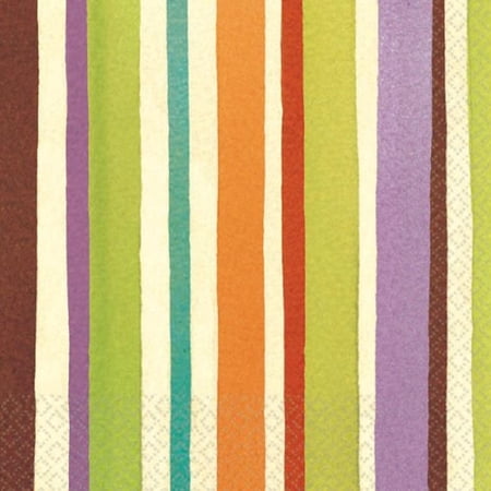 Crafty Stripe Bright Floral Summer Garden Theme Party Paper Beverage Napkins