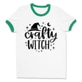 thumbnail image 1 of Crafty Witch Ringer Tee Shirt Unisex Medium White/Kelly Green, 1 of 5