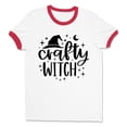 thumbnail image 1 of Crafty Witch Ringer Tee Shirt Unisex X-Large White/Red, 1 of 5