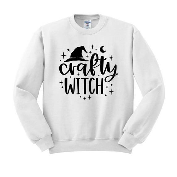 Crafty Witch Sweatshirt Unisex Large White