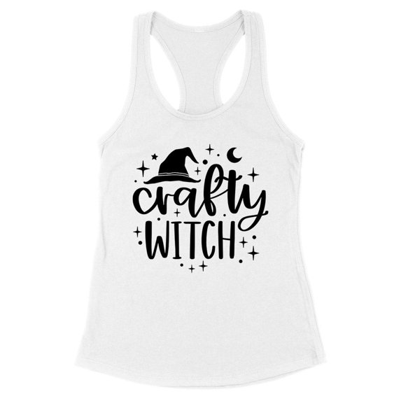 Crafty Witch Tank Top Fitted Racerback Women's Large White