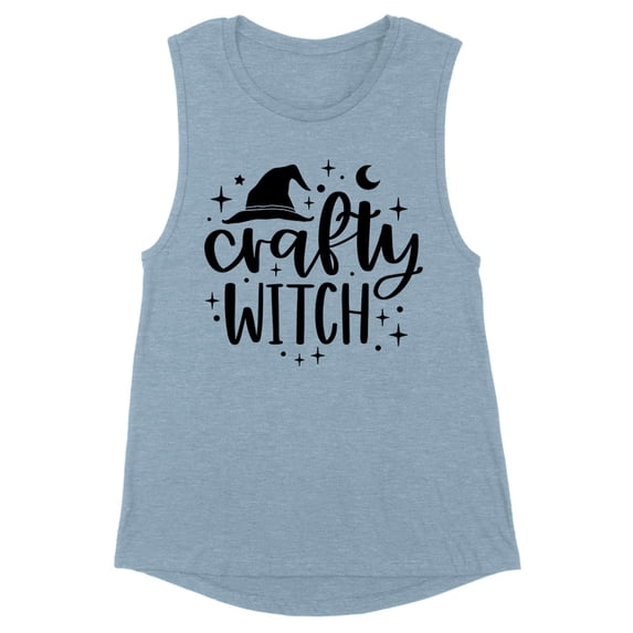 Crafty Witch Women's Muscle Tank Medium Stonewash Denim