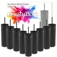 thumbnail image 1 of CraftyBook 16oz Black Skinny Tumblers with Lids and Straws - Bulk 32 Pack, 1 of 7