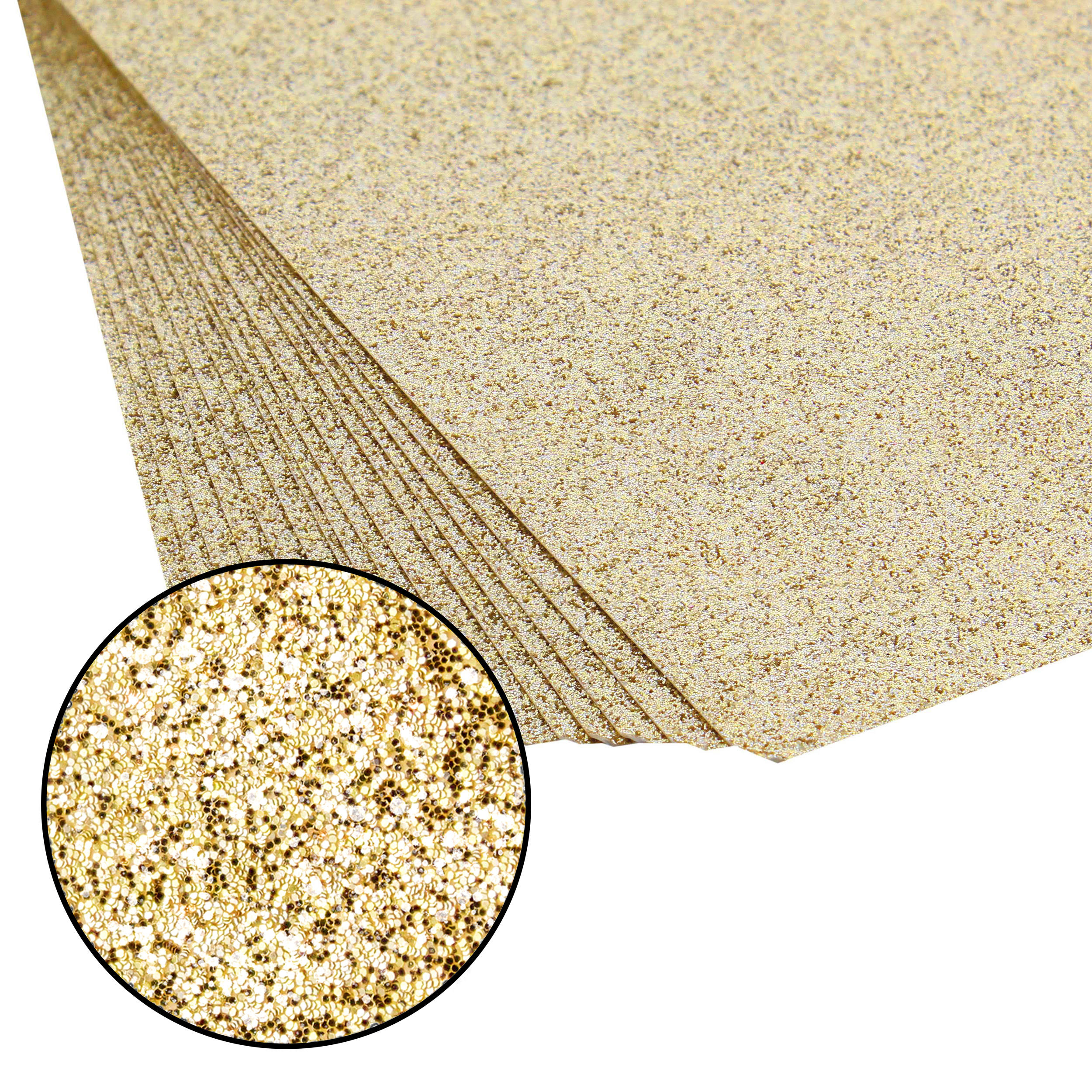 CraftyBook Glitter Cardstock Set - 15 Sheets of Gold 12x12in Craft