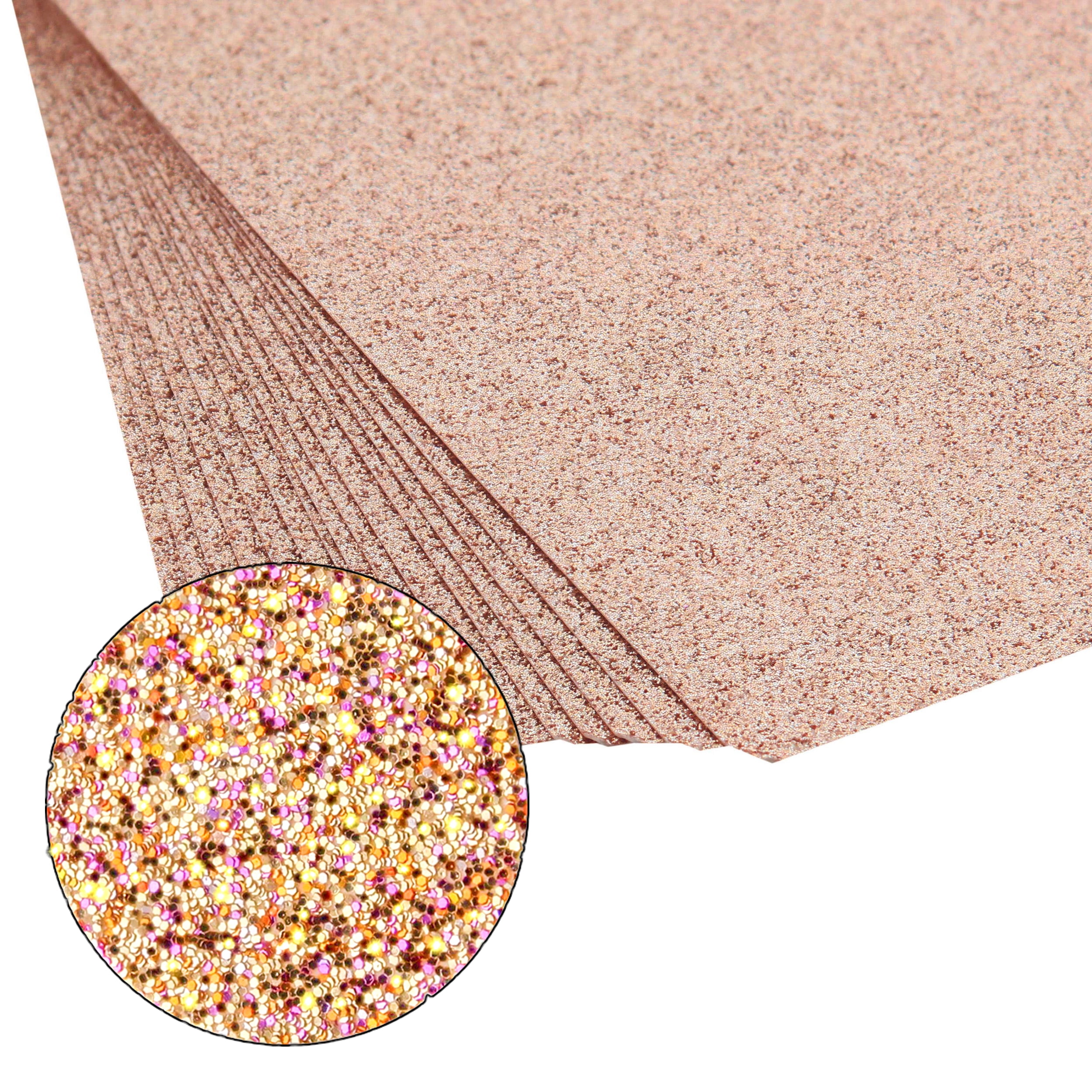 CraftyBook Glitter Cardstock Set - 15 Sheets of Rose Gold 12x12in