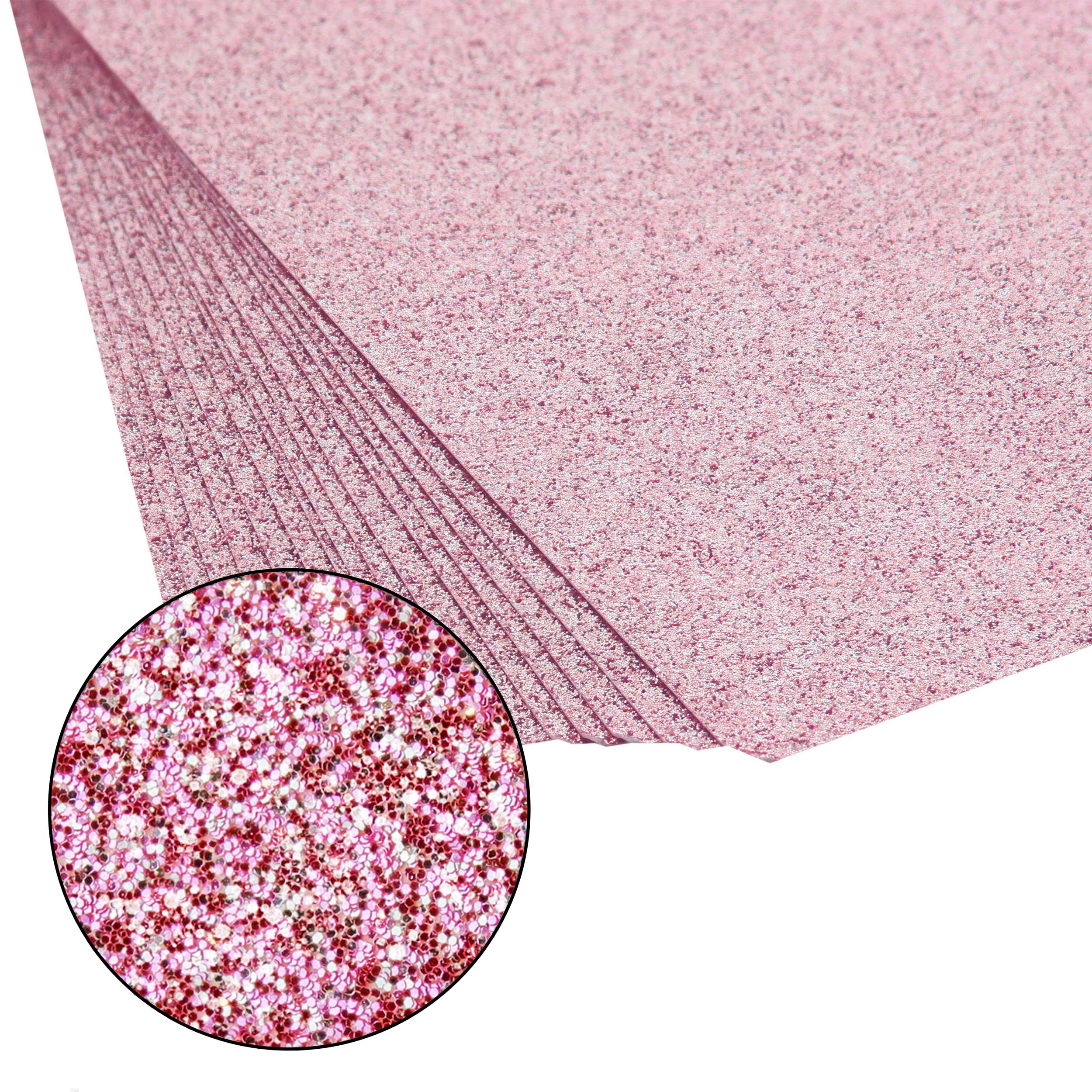 CraftyBook Glitter Cardstock Set - 15 Sheets of Rose Pink 12x12in
