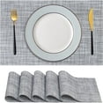thumbnail image 1 of CraftyCrocodile Placemats Set of 6 - Classic Vinyl Dining Table Place Mats 12 x 18 Inch Grey, 1 of 11
