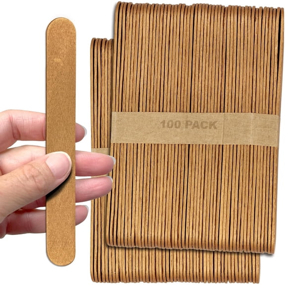 CraftySticks- 100 Pack 6 Inch Gold Metallic Painted Wood Craft Sticks, Jumbo Popsicle Sticks for Crafts, Learning and STEM Basics