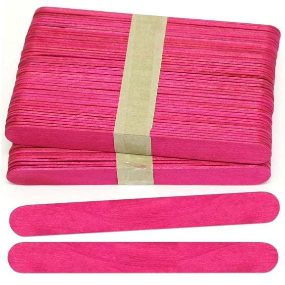 CraftySticks- 100 Pack, 6 Inch Pink Color, Jumbo Wood Popsicle Sticks for Crafts, Home, School Art, Building, Learning, Wood Tongue Depressor Size