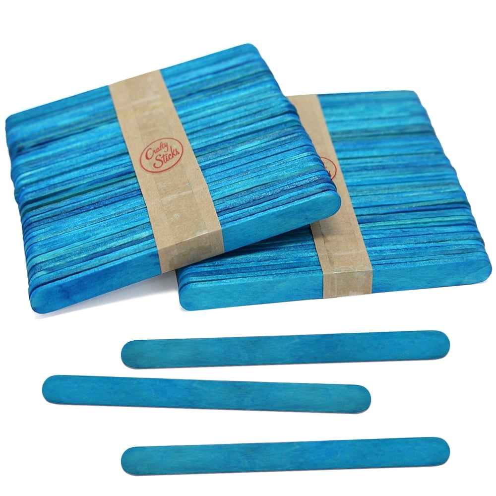 CraftySticks- 100 Pack 4.5 Inch Blue Popsicle Sticks for Crafts ...