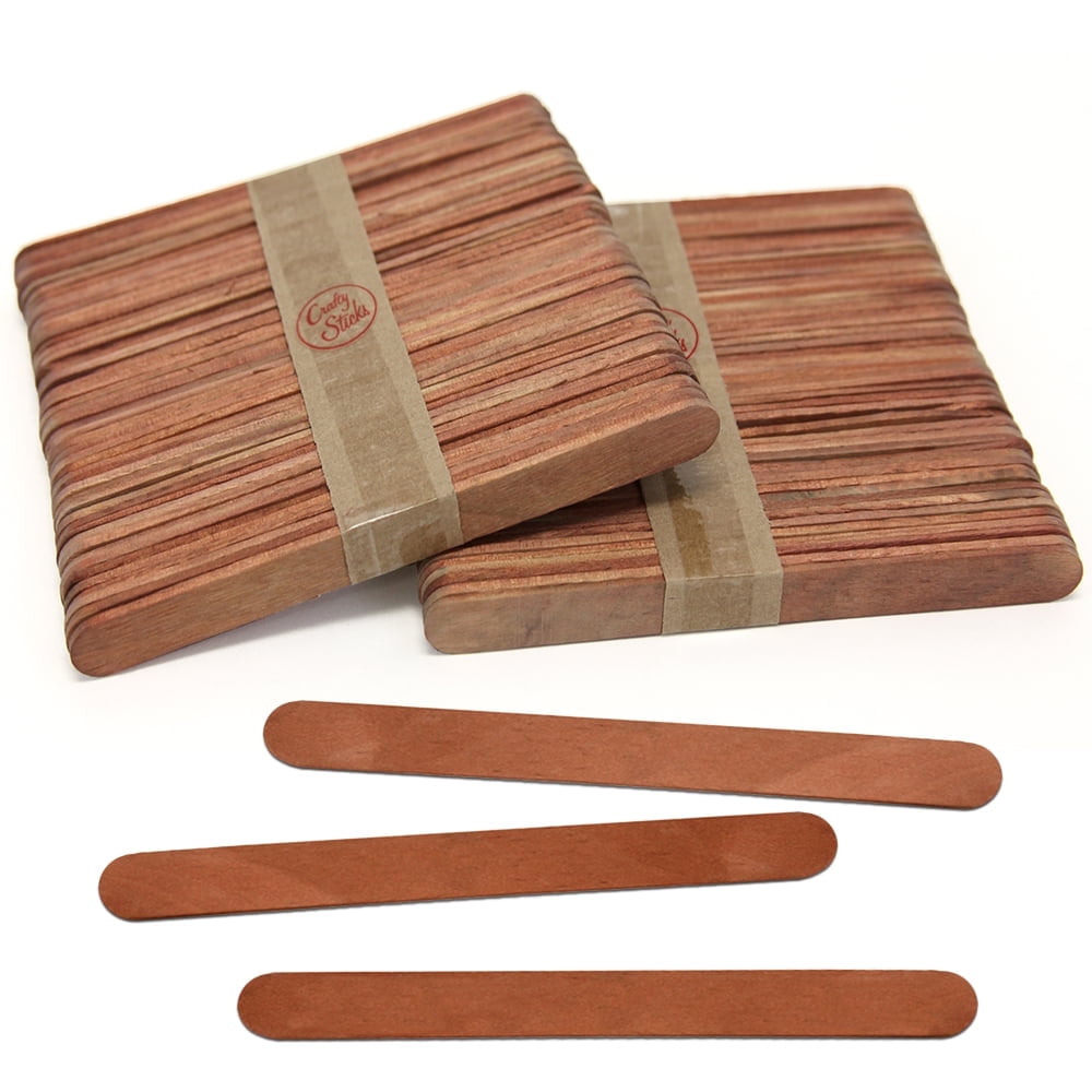 CraftySticks- 100 Pack 4.5 Inch Brown Popsicle Sticks for Crafts, Colored Wooden Craft Sticks for Kids Crafts, STEM Basics and DIY