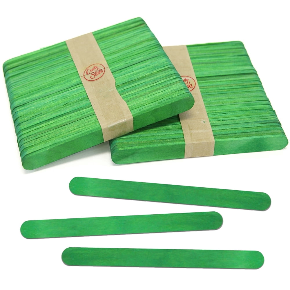 CraftySticks- 100 Pack 4.5 Inch Green Popsicle Sticks for Crafts, Colored Wooden Craft Sticks for Kids Crafts, STEM Basics and DIY