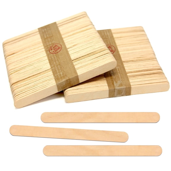 CraftySticks- 100 Pack 4.5 Inch Natural Popsicle Sticks for Crafts, Colored Wooden Craft Sticks for Kids Crafts, STEM Basics and DIY
