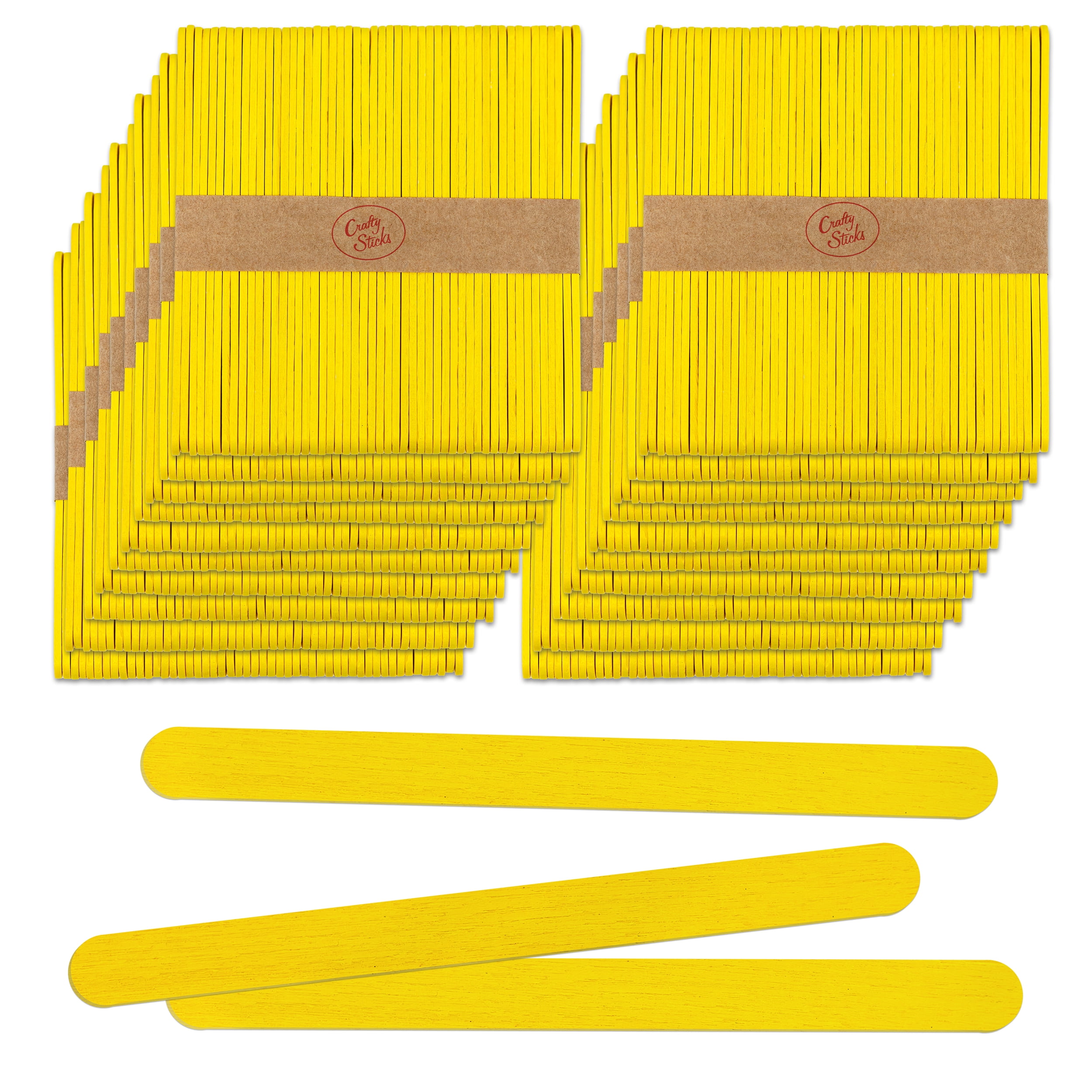 CraftySticks- 1000 Pack 4.5 Inch Yellow Painted Popsicle Sticks, Wood Craft Sticks for Crafts, Learning and STEM Basics