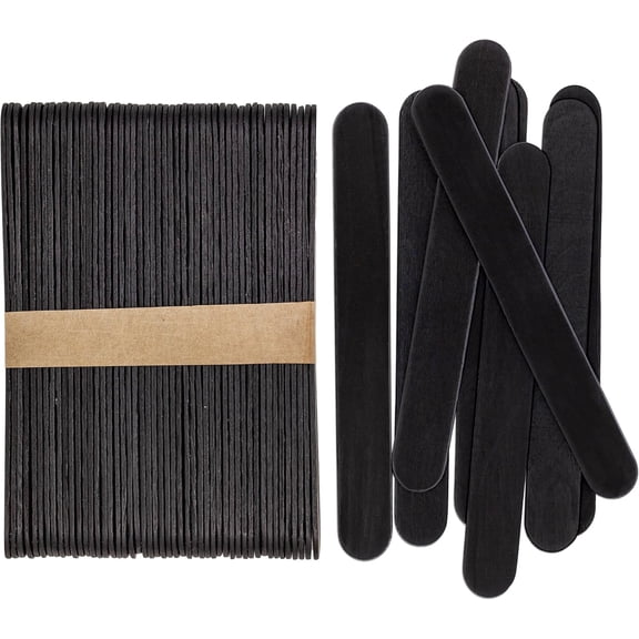 CraftySticks- 1000 Pack 6 Inch Black Painted Wood Craft Sticks, Jumbo Popsicle Sticks for Crafts, Learning and STEM Basics