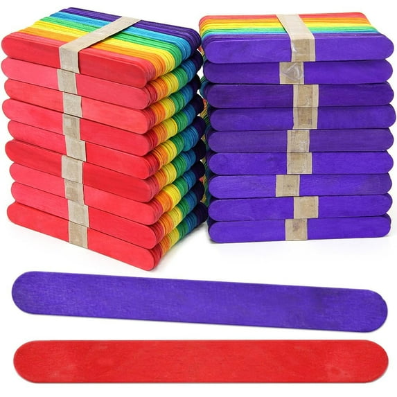 CraftySticks- 1000 Pack, 6 Inch Multi Color Rainbow, Jumbo Wood Popsicle Sticks for Crafts, Home, School Art, Building, Learning, Wood Tongue Depressor Size