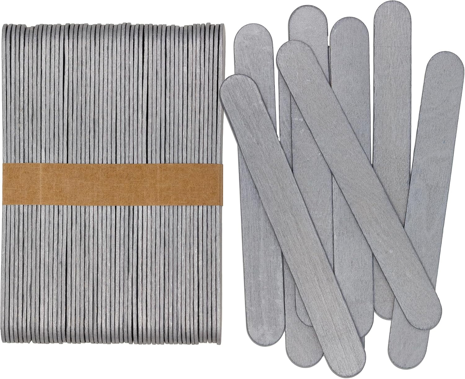 CraftySticks- 1000 Pack 6 Inch Silver Painted Wood Craft Sticks, Jumbo Popsicle Sticks for Crafts, Learning and STEM Basics
