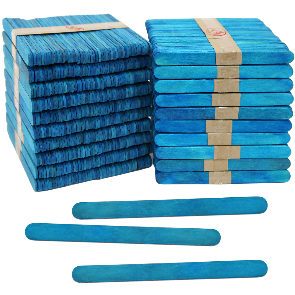 CraftySticks- 1000 Pack Blue Popsicle Sticks for Crafts, 4.5 Inch ...
