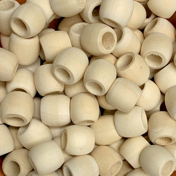 CraftySticks 200 Pcs, 11x13mm Wooden Barrel Beads, 5mm Hole, Unfinished, Natural, Beige, DIY Jewelry, Macrame, Crafts, Adults