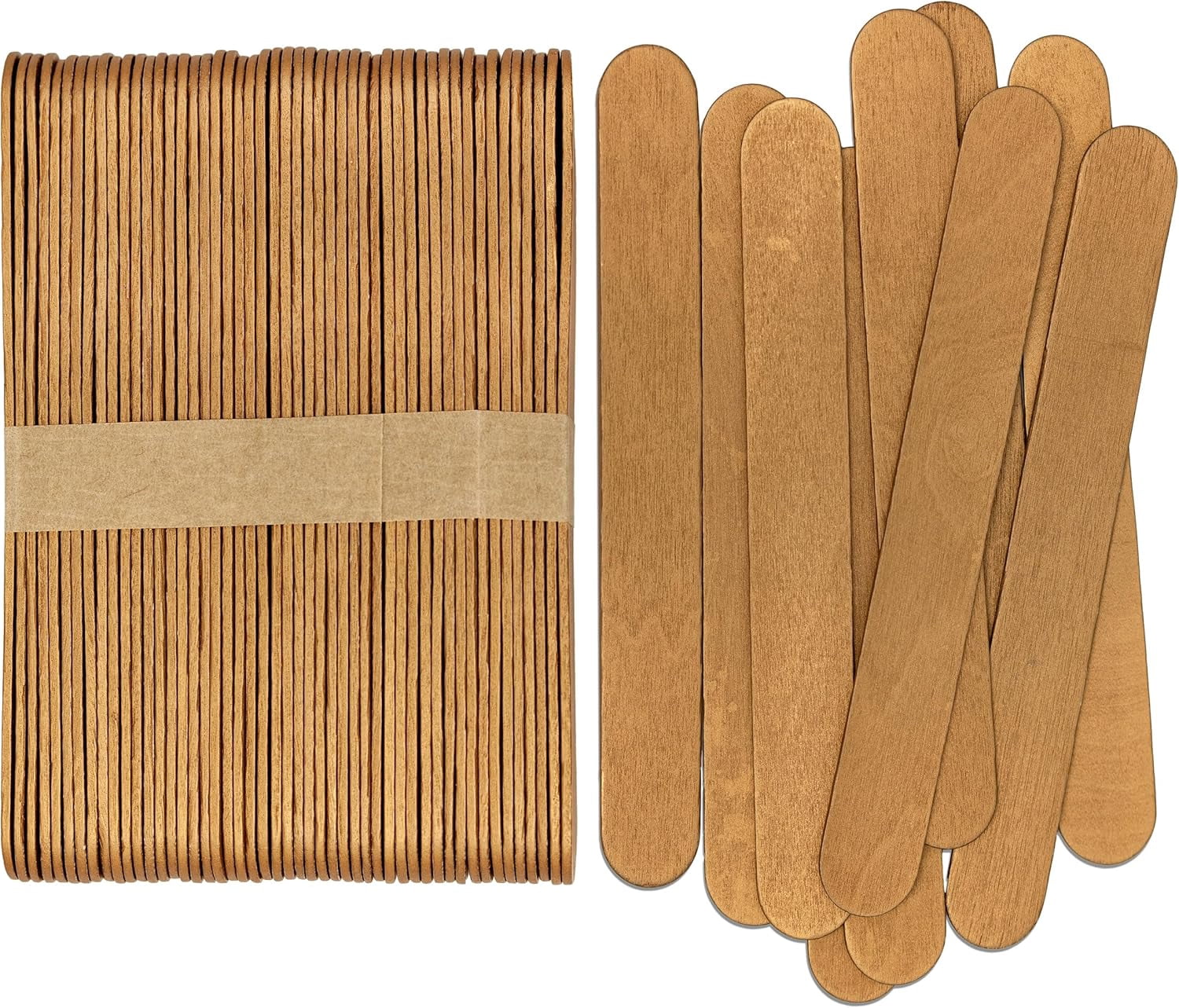 CraftySticks- 300 Pack 6 Inch Gold Metallic Painted Wood Craft Sticks, Jumbo Popsicle Sticks for Crafts, Learning and STEM Basics