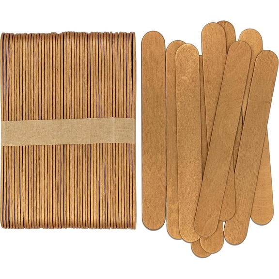CraftySticks- 300 Pack 6 Inch Gold Metallic Painted Wood Craft Sticks, Jumbo Popsicle Sticks for Crafts, Learning and STEM Basics